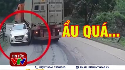 Container Đổ Dốc Ôm Cua Gây Tai Nạn  Tin tức 24h mới nhất