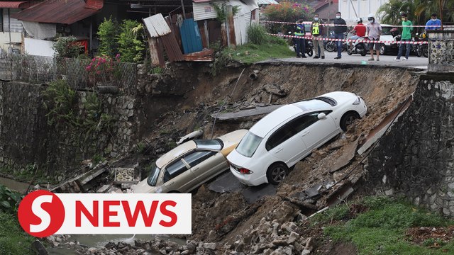 Two cars damaged in Penang landslip