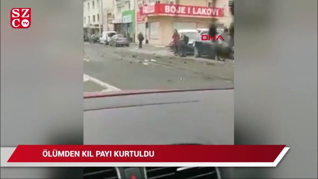 Kaldırımda yürürken ölümden kıl payı böyle kurtuldu