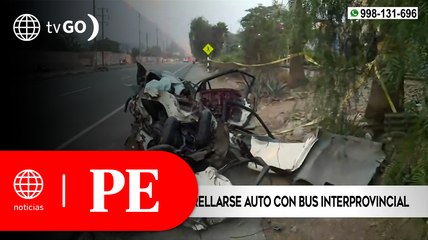Dos personas perdieron la vida al estrellarse auto contra bus interprovincial | Primera Edición