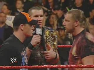 Randy Orton RKO's both John Cena & Triple H