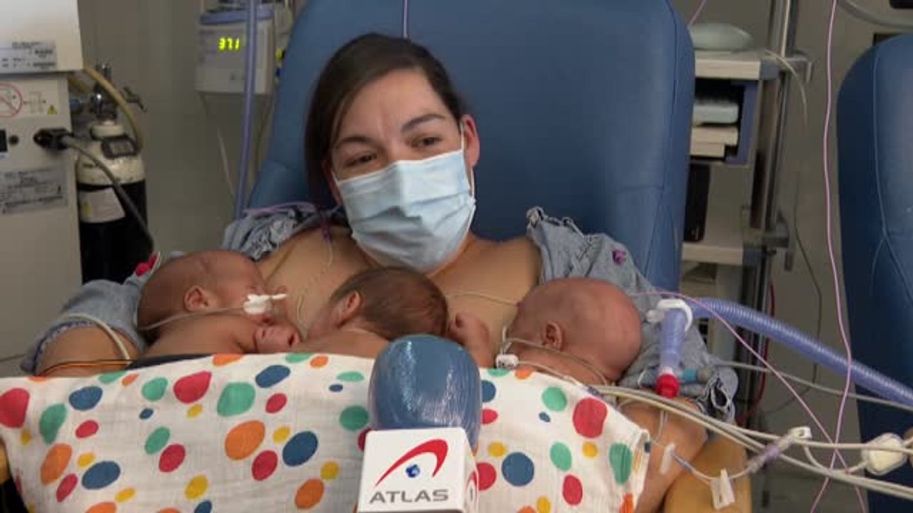 Trillizos prematuros, "piel con piel" con su madre gracias a la oxigenoterapia