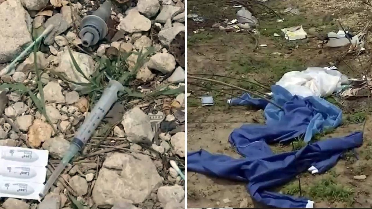 Estarían arrojando desechos hospitalarios de pacientes covid a un lote abandonado en Puerto Colombia