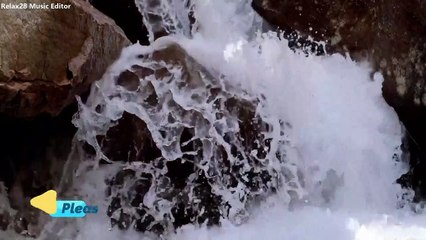 4K HD 1 hours - Tropical Waterfall & relaxing, meditation, nature water falling top of the stone,