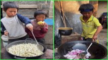 Amazing skill Little chef cooking food 조리 クック Rural life smart Boy