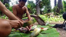 Survival Cooking Snake With Bamboo Shoots In Forest | Primitive Cooking Asmr