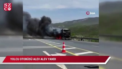 Yolcu otobüsü alev alev yandı