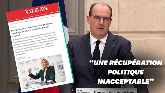 Castex tance Le Pen pour son soutien aux généraux dans Valeurs Actuelles