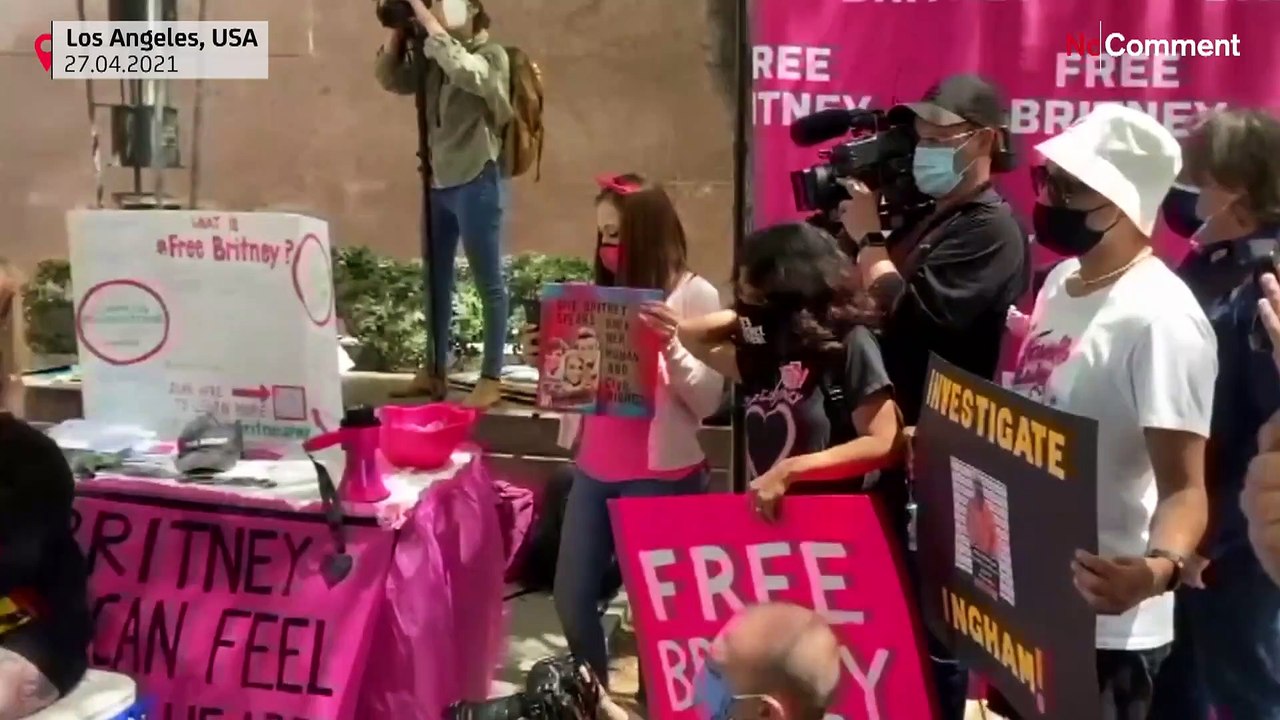 Britney Spears fans shaves head during protest to call for end of her