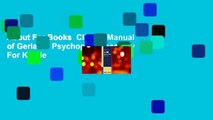 About For Books  Clinical Manual of Geriatric Psychopharmacology  For Kindle