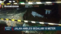 Tak Kuat Menahan Beban Kendaraan, Jalan di Cianjur Ambles Sedalam 10 Meter!