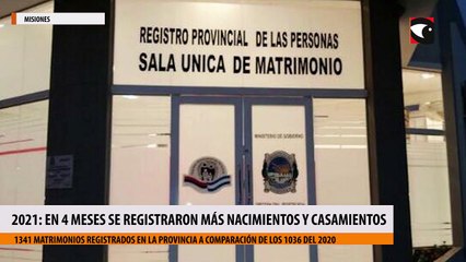 En los cuatro meses de 2021 en Misiones se registraron más nacimientos y más casamientos que en igual período de 2020