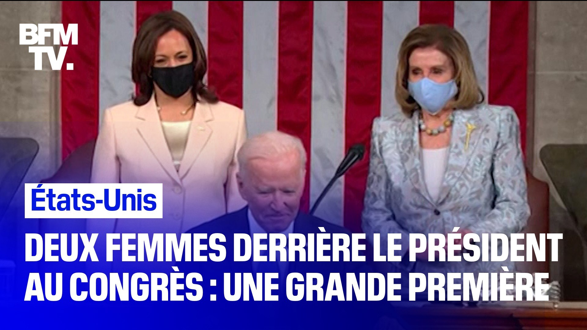 Kamala Harris et Nancy Pelosi derrière Joe Biden au Congrès: une première dans l'Histoire