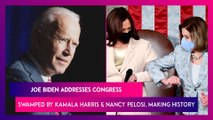 Joe Biden Addresses Congress, Is Swamped By Kamala Harris And Nancy Pelosi, Making History