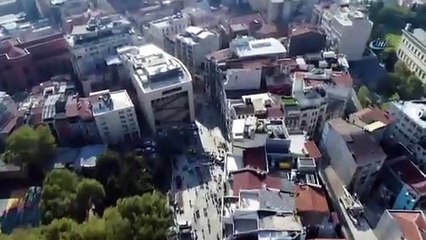 İstiklal Caddesi'ndeki çalışmalar havadan görüntülendi