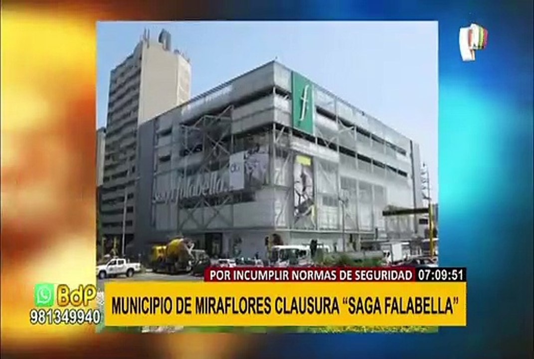 Miraflores: clausuran tienda Saga Falabella por...