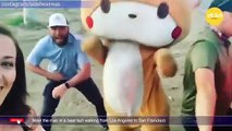 Meet the man in a bear suit walking from Los Angeles to San Francisco