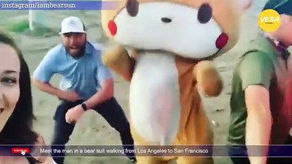 Meet the man in a bear suit walking from Los Angeles to San Francisco