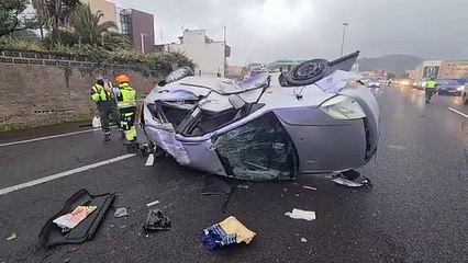 Aparatoso accidente de tráfico en la TF-5