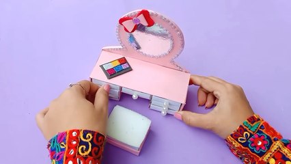 Easy Way To Make Mini Paper Dressing Table || Diy Dressing Table From Firebox || Diy School Project