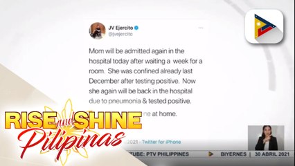 Ex-San Juan Mayor Gomez, balik-ospital dahil sa pneumonia matapos muling magpositibo sa COVID-19