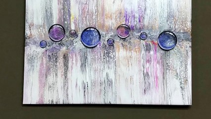fluidart , swipe  , acrylic pouring .. swipe with many cells & 3D bubbles on canvas 50cm *70cm
