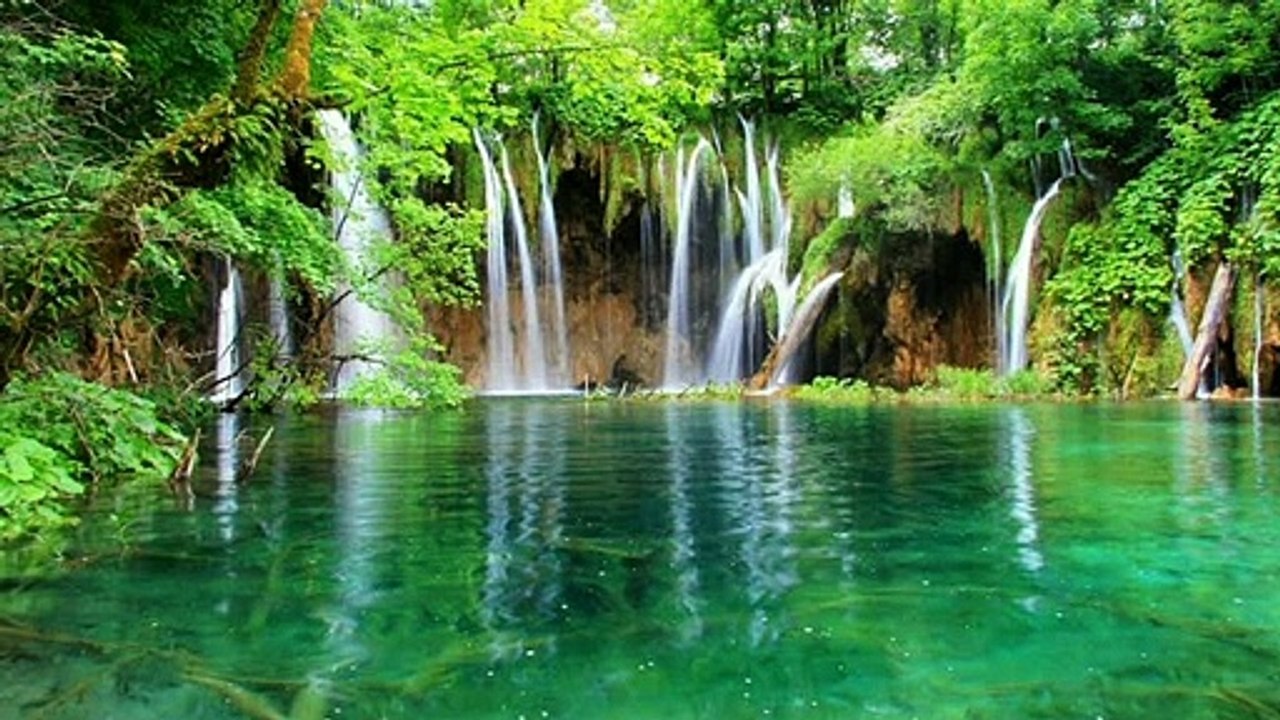 15 Minutes Super Deep Relaxing Music, with water sound| With Beautiful Waterfall images