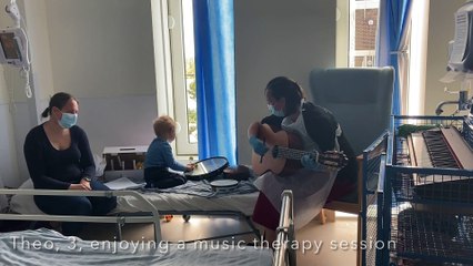 Theo Bickley-Vaile enjoying a music therapy session at QA hospital