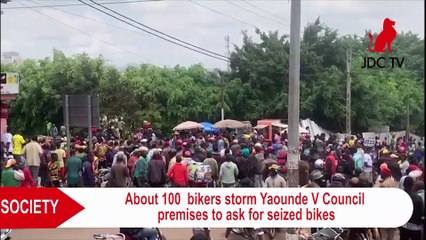 About 100 bike riders stormed the Yaounde V