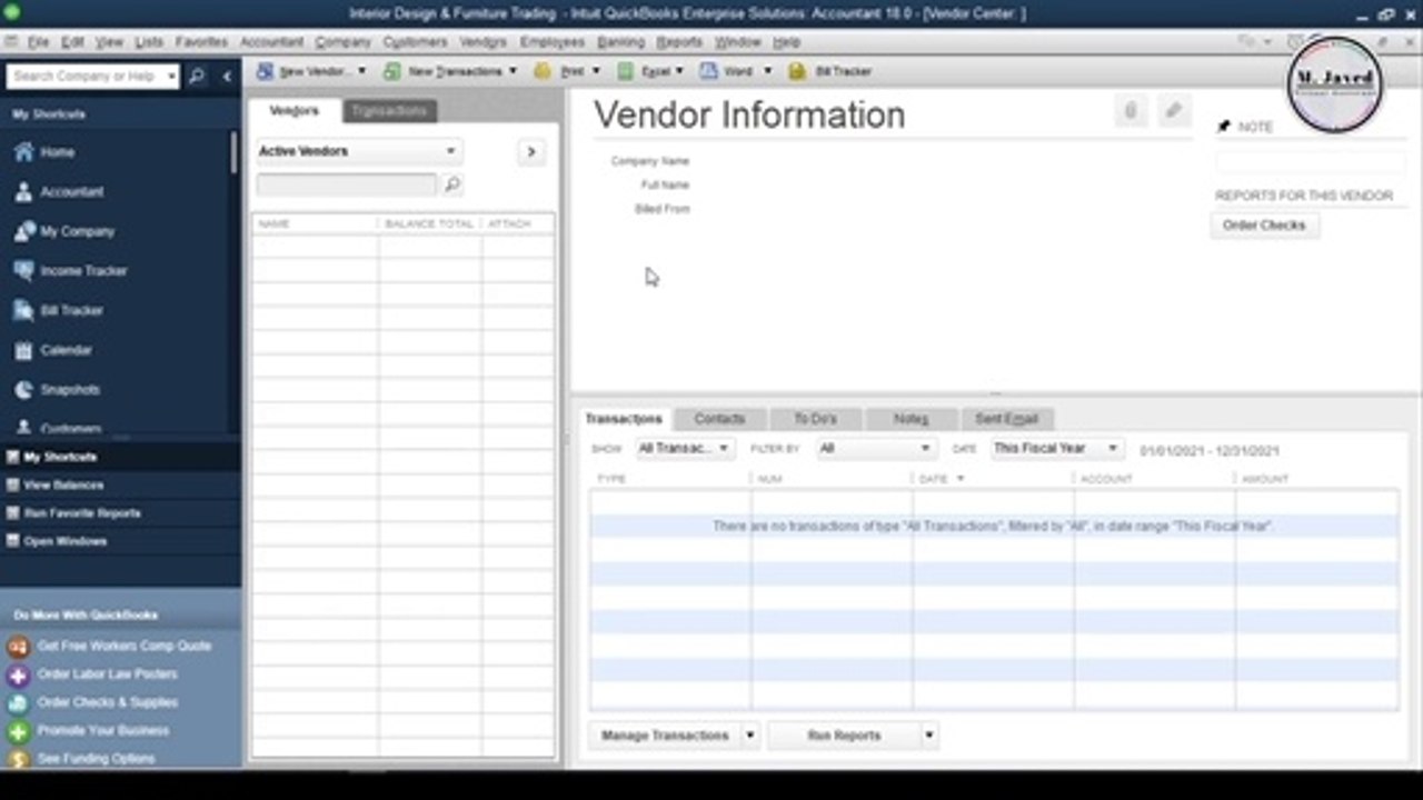QuickBooks Desktop | Setting up and Create Vendors Profile