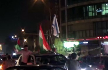 Erbil'de referandum sonucunu İsrail bayraklarıyla kutladılar