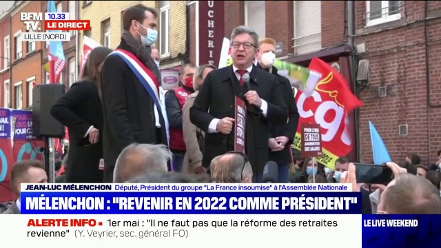 Jean-Luc Mélenchon (LFI) lors de la manifestation du 1er mai à Lille: Ce qui compte c'est 'le tous ensemble'