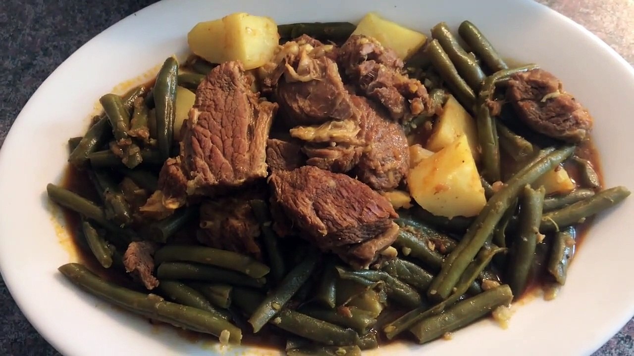 طاجين لوبية خضرا بالحم يشهي /Tajine Haricots Verts Avec Bœuf Un Délice 