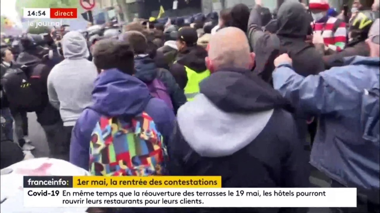 er Mai - Plusieurs milliers de personnes manifestent à Paris, y compris des Gilets Jaunes - Des incidents sporadiques éclatent depuis 14h - Plusieurs personnes interpellées