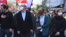 Los tres líderes de las fuerzas progresistas en Madrid se manifiestan unidos por el Primero de Mayo