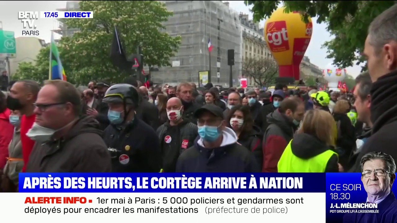 Manifestation du 1er mai: le cortège arrive sur la place de la Nation à Paris