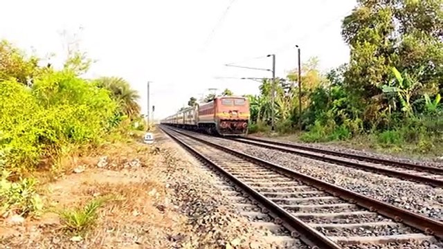 In a Shiny Weather Howrah - MaldaTown Intercity Express Entering Station With WAP 1 Loco