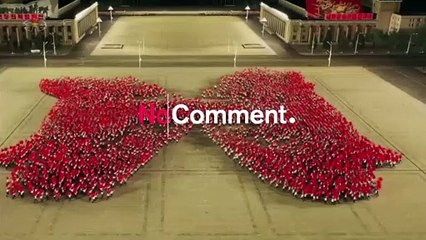 Festa de luzes e fogo de artifício na Coreia do Norte