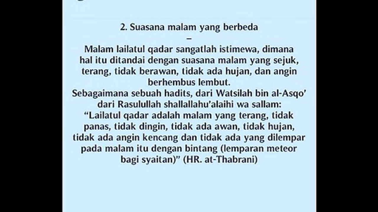 Tanda-tanda datangnya malam Lailatul Qadr dibulan Ramadhan!