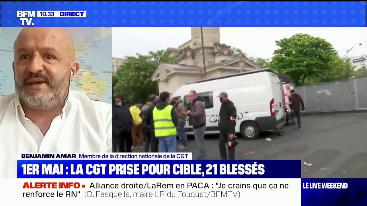 CGT prise pour cible le 1er mai: pour Benjamin Amar (CGT), les insultes qui ont visé le syndicat "sont typiquement celles de l'extrême droite"