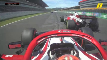 صدام بين رايكونن وزميله جوفيناتزي وتوقف السباق مؤقتا