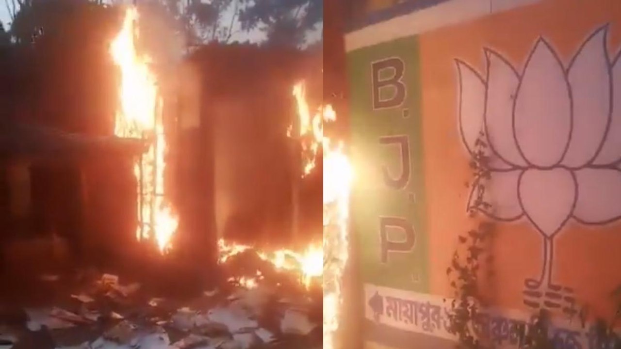 BJP's office set on fire in Arambagh, Here's what TMC says