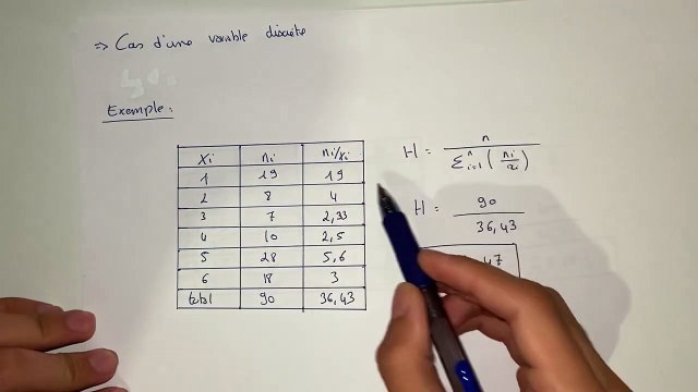 Comment calculer la moyenne harmonique - statistiques S1