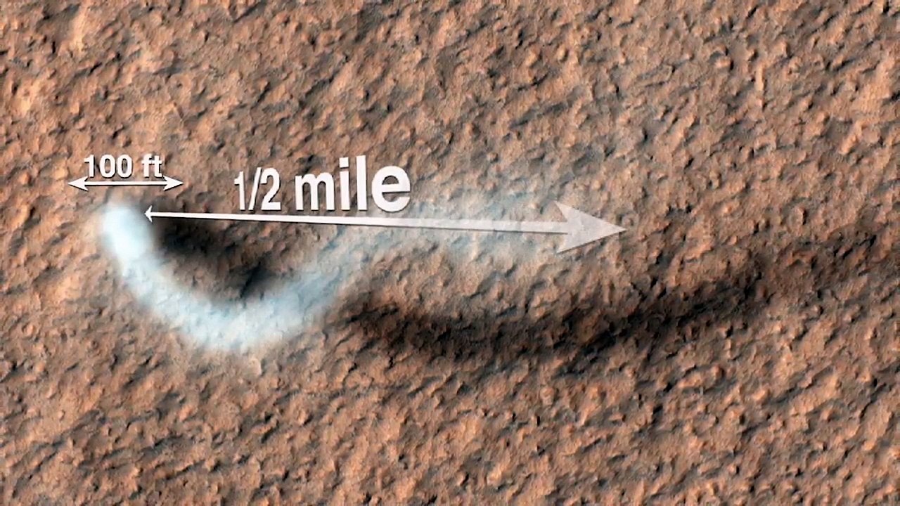 Dust Devil in front of Curiosity Mars Rover spotted on Hazard Avoidance Camera