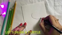 Turtle Color Pencil Drawing // Easy Turtle Color Pencil Drawing  // Cartoon Turtle Color Pencil