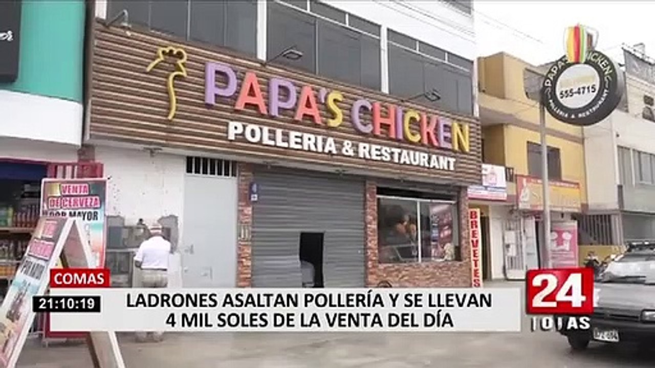 Comas: en solo minuto y medio asaltan pollería y se llevan 4 mil soles de la venta del día