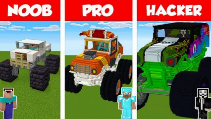 Minecraft NOOB vs PRO vs HACKER: MONSTER TRUCK HOUSE BUILD CHALLENGE in Minecraft / Animation