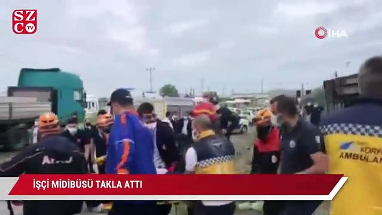 İşçi midibüsü takla attı: 20 işçi yaralandı