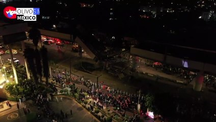 Aerial images of Mexico City metro overpass collapse site