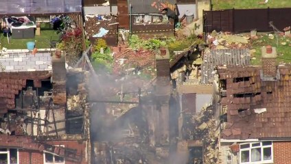 Aerials capture the site of house explosion